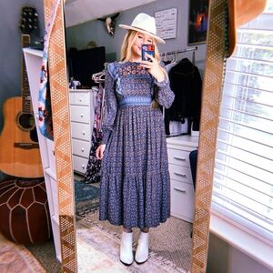 In Bloom Boutique Navy Prairie Floral Long Sleeve Dress